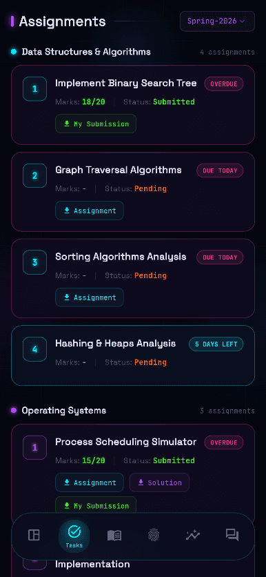 Smart Assignments screen